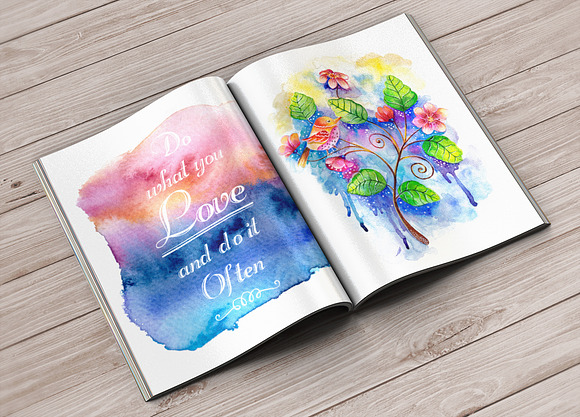 Watercolor bird on a branch in Illustrations - product preview 1