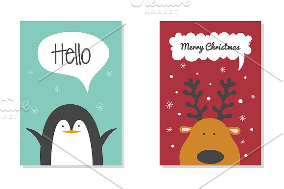 Greeting cards set - cute animals. in Illustrations - product preview 5