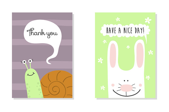 Greeting cards set - cute animals. in Illustrations - product preview 6