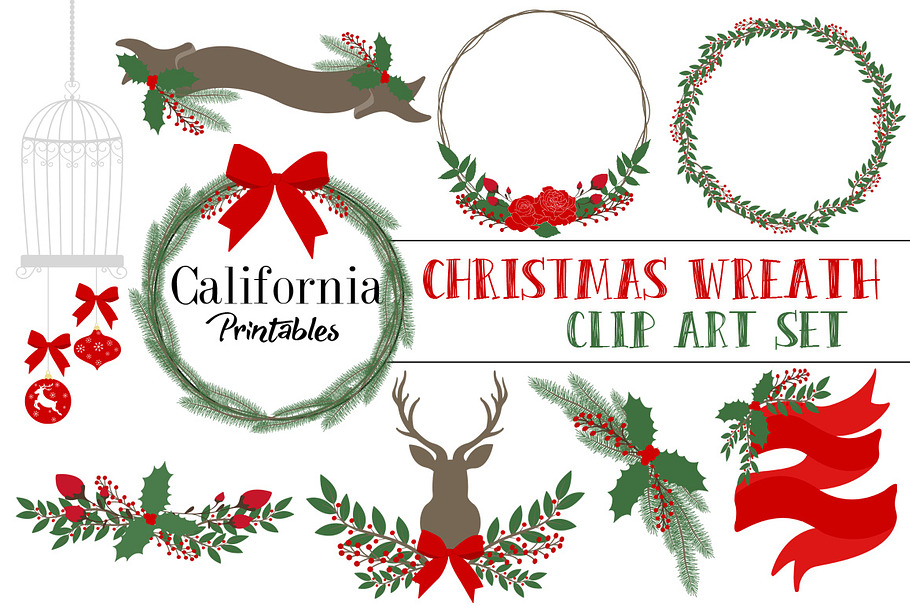 Christmas Wreath Clip Art Set in Illustrations - product preview 8