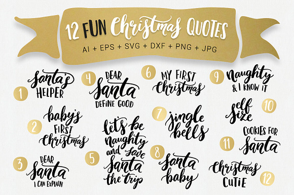 12 fun Christmas quotes, svg, vector in Objects - product preview 5