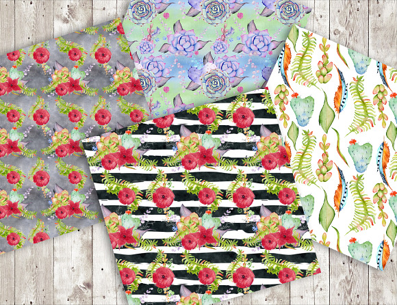 Watercolor Digital floral Pattern  in Patterns - product preview 3