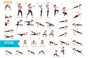 Woman Fitness Aerobic and Exercises.