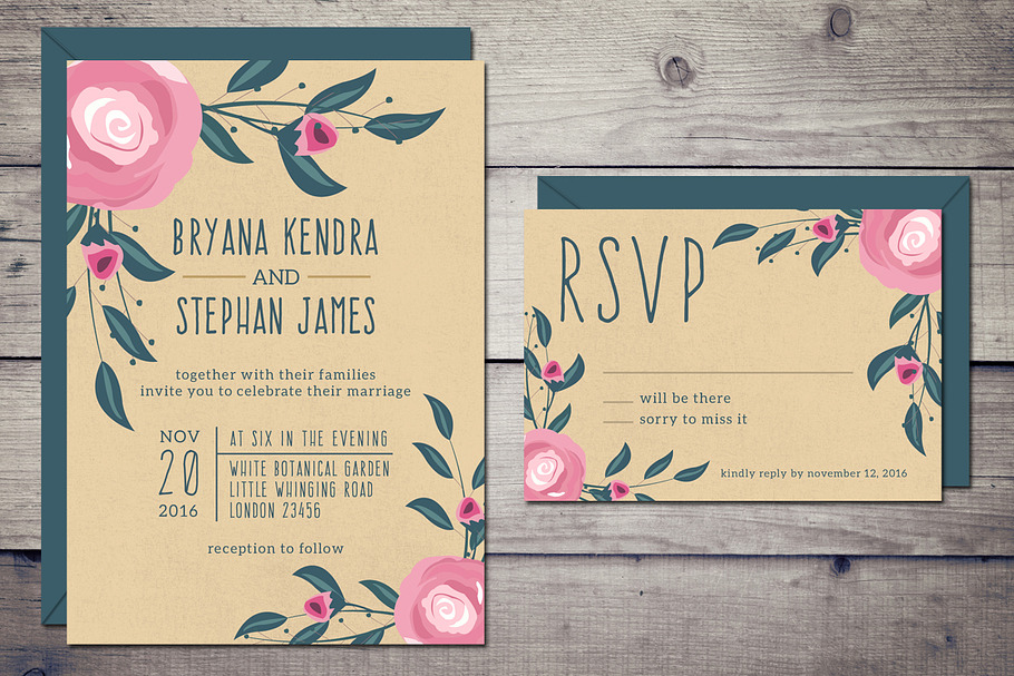 Boho Wedding Invitation & RSVP in Wedding Templates - product preview 8