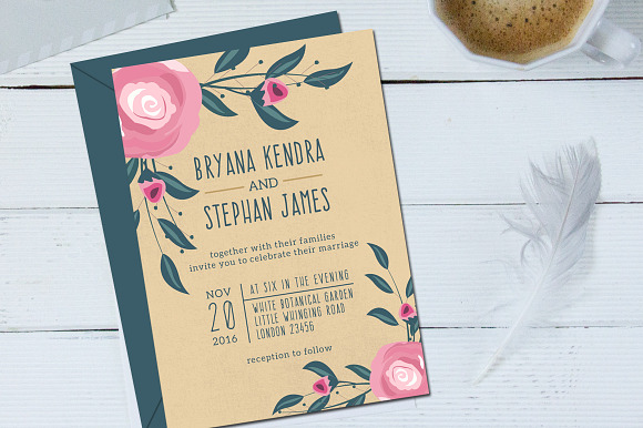 Boho Wedding Invitation & RSVP in Wedding Templates - product preview 1