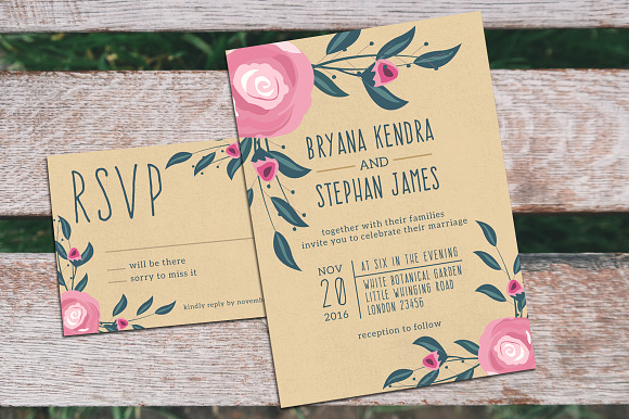 Boho Wedding Invitation & RSVP in Wedding Templates - product preview 2