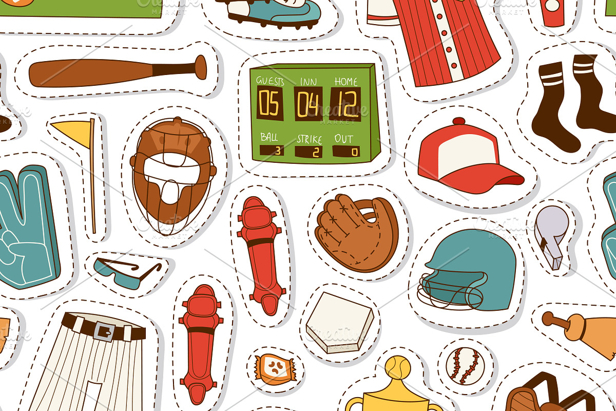 Vector baseball seamless pattern in Illustrations - product preview 8