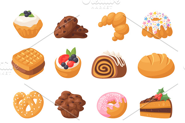 Cookie cakes isolated vector