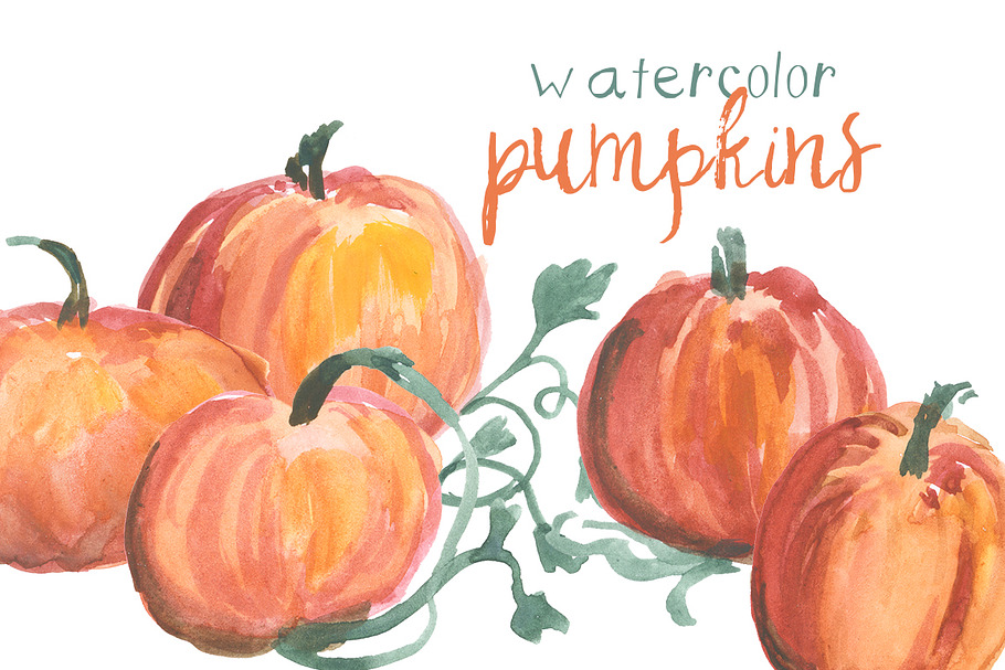 Watercolor Pumpkins in Illustrations - product preview 8