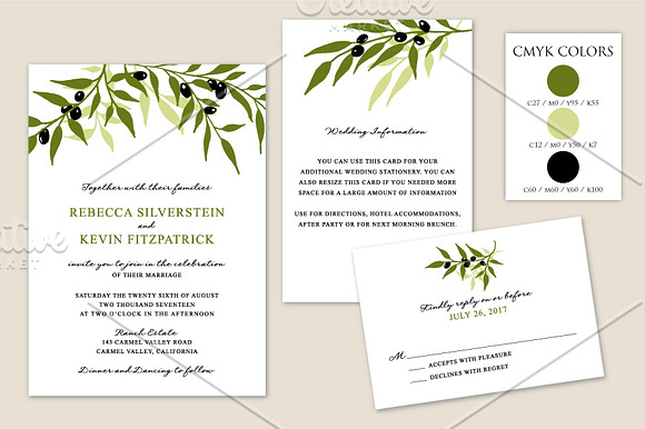Olive Branch Wedding Collection in Wedding Templates - product preview 1