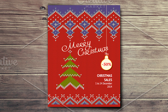 5 Christmas Knitted Style Posters in Patterns - product preview 1