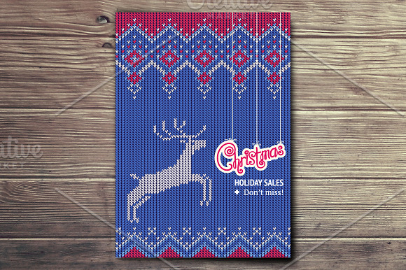 5 Christmas Knitted Style Posters in Patterns - product preview 2