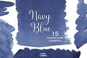 Navy Blue Watercolor Splash Clipart