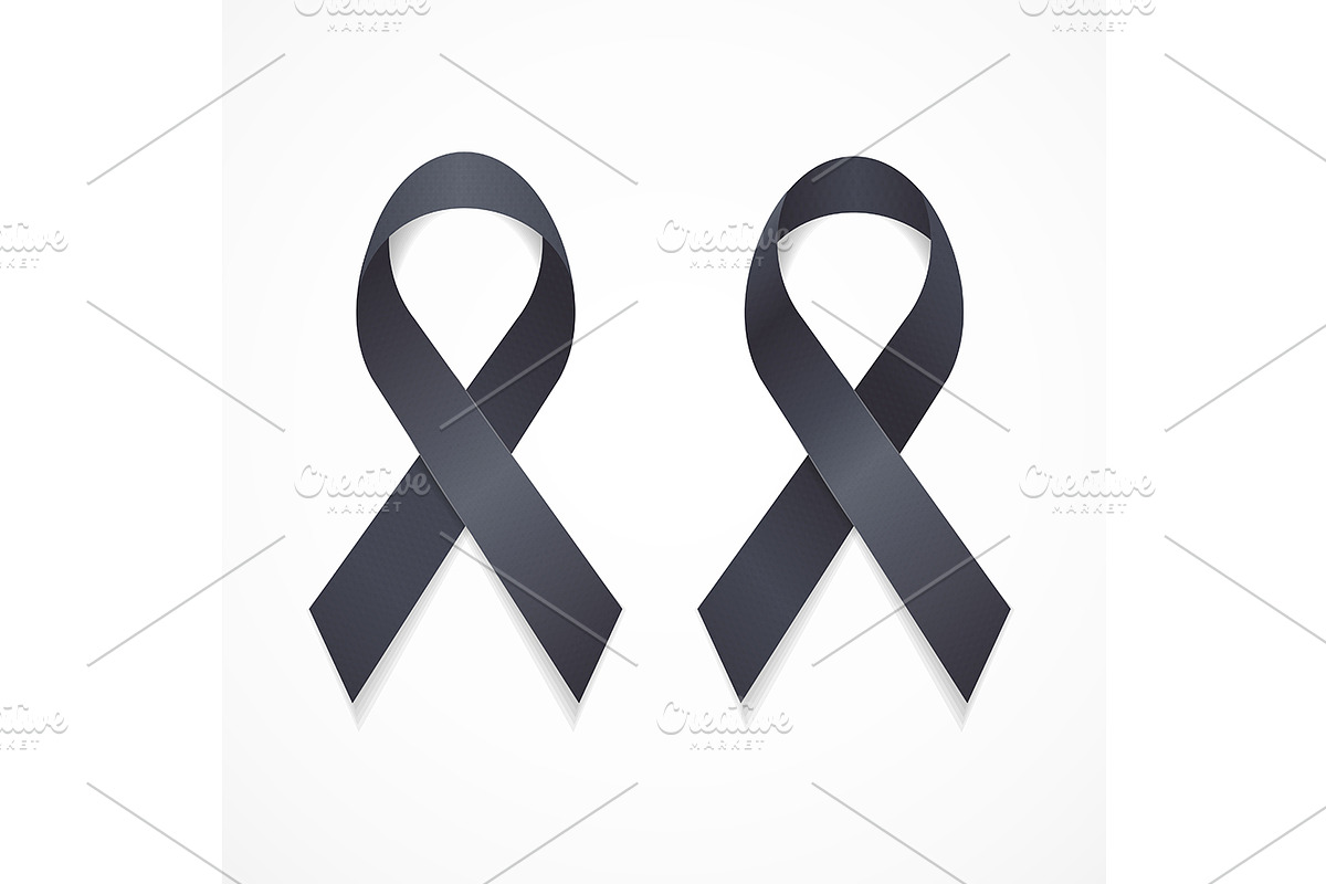 Black Ribbon Mourning Sign in Objects - product preview 8