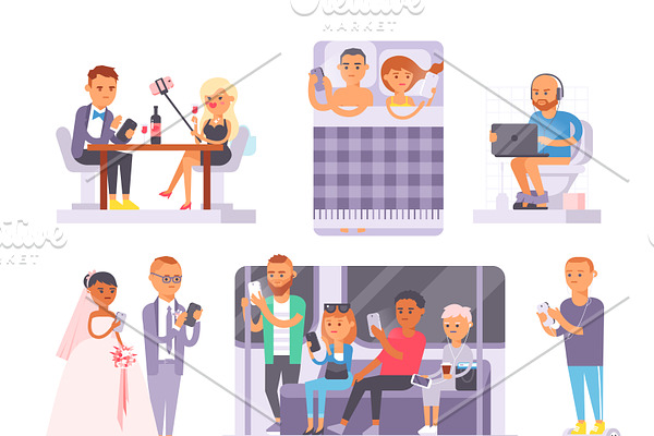People and gadgets vector concept