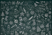 Christmas Chalk Doodle Icons. PNG