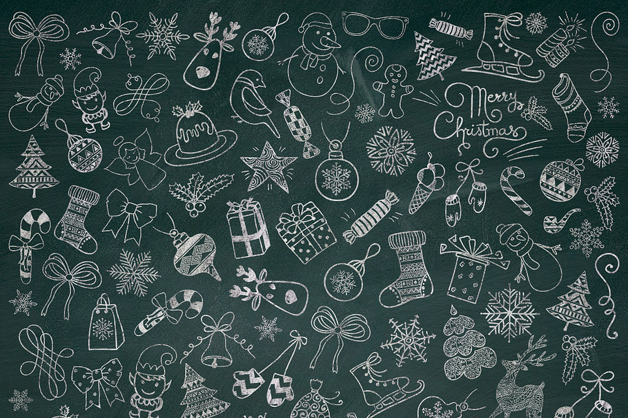 Christmas Chalk Doodle Icons. PNG in Objects - product preview 8