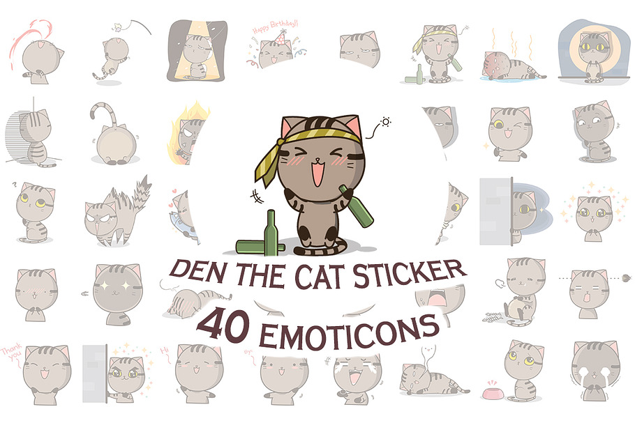 Den the cat sticker Megapack in Cat Icons - product preview 8