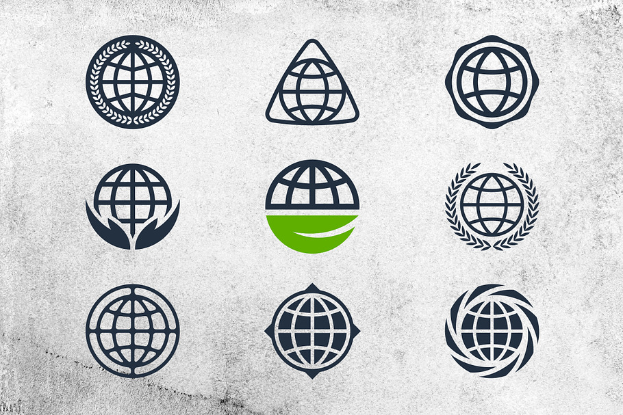 Earth icons and logo elements