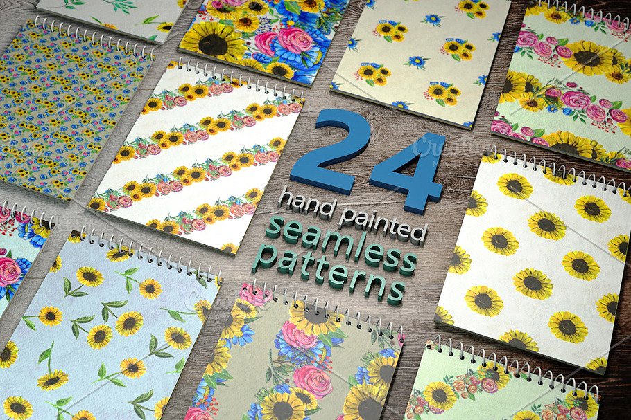 24 hand painted seamless patterns 4