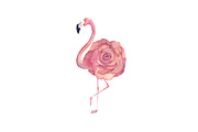 Watercolor Floral Flamingo