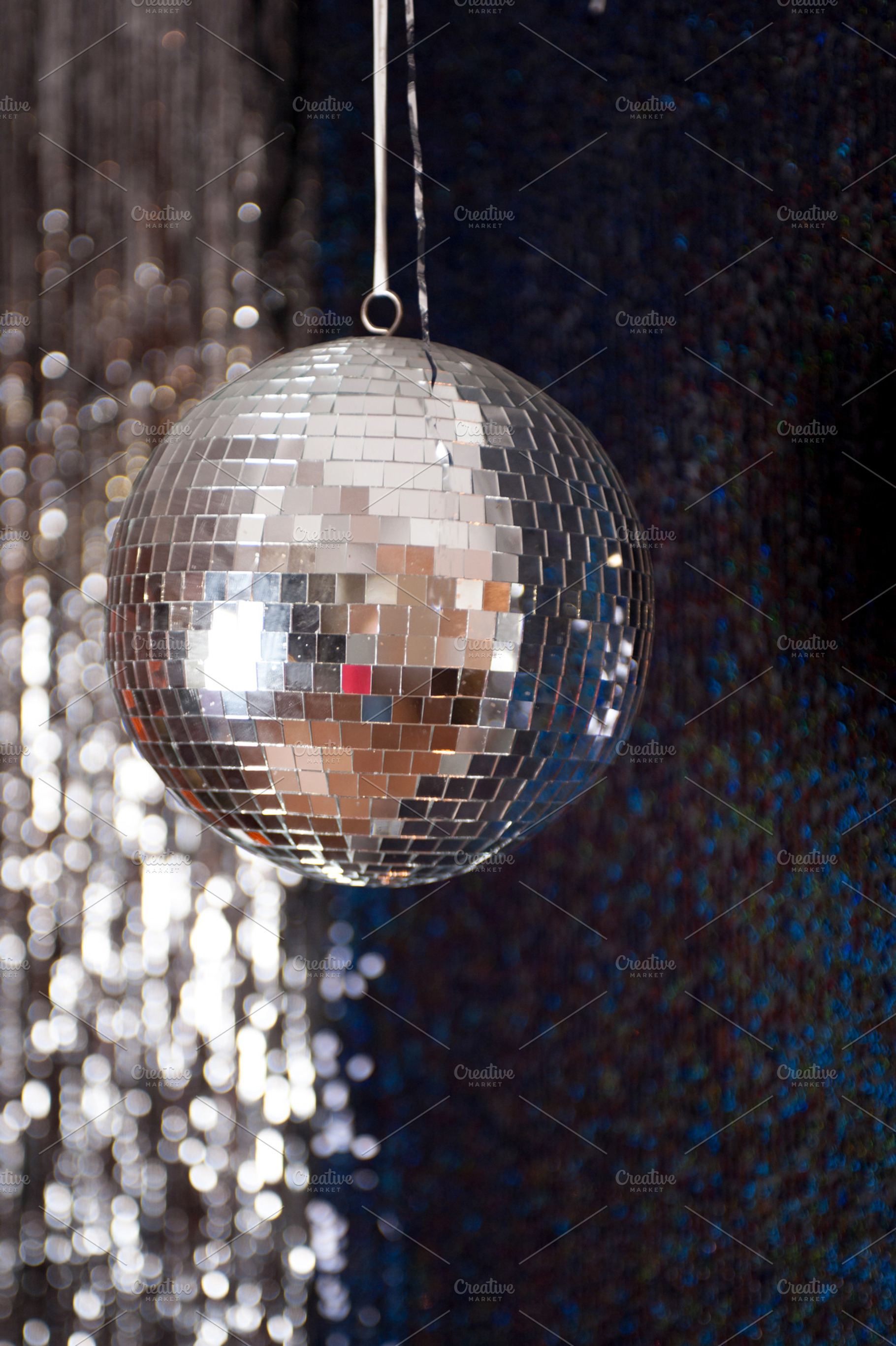 Mirror Disco Ball Hanging From The Ceiling High Quality Holiday