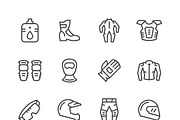 Set icons of motorcycle equipment