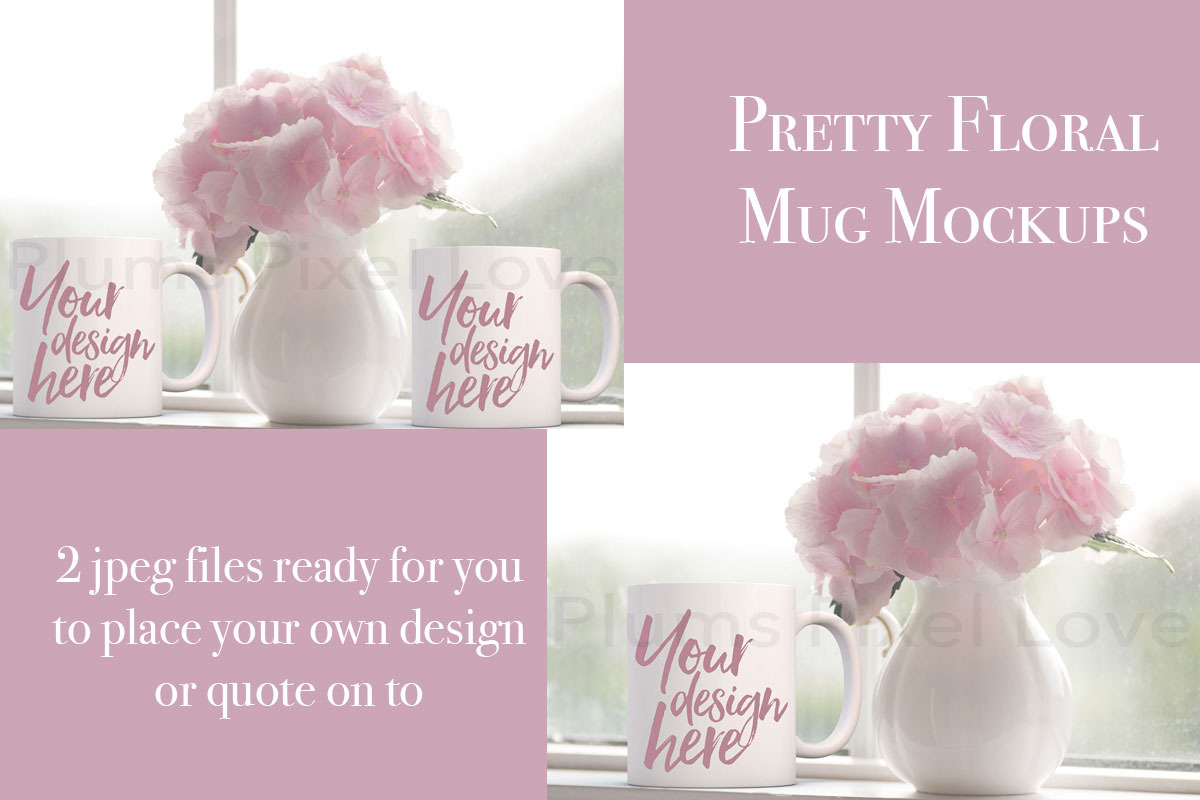2 Pretty floral styled mug mockups in Product Mockups - product preview 8
