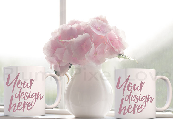 2 Pretty floral styled mug mockups in Product Mockups - product preview 2
