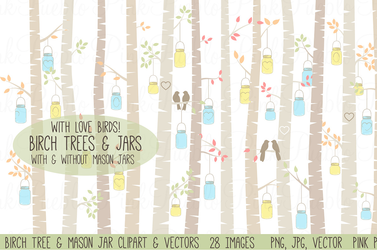 Birch Trees and Mason Jars in Illustrations - product preview 8