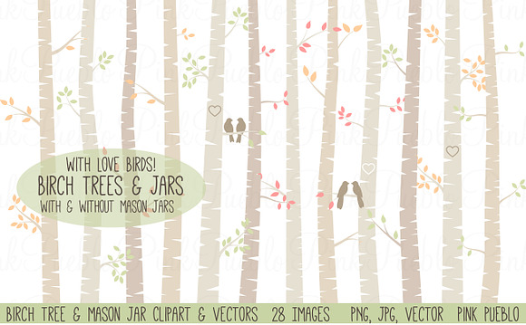 Birch Trees and Mason Jars in Illustrations - product preview 1