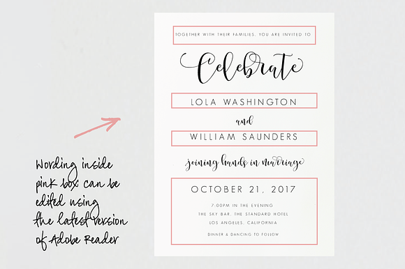 Wedding Invitation - Editable PDF in Wedding Templates - product preview 2