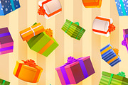 A lot of bright colorful gift boxes