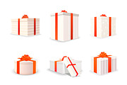Set of 9 white bright gift boxes