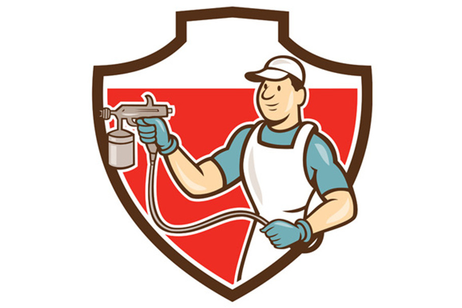 Painter Spray Gun Spraying Shield Ca