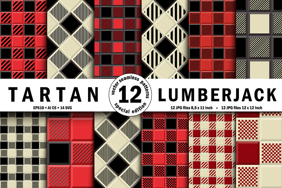 3D  Lumberjack Tartan Seamless in Patterns - product preview 8