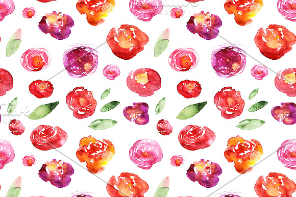 3 floral patterns, watercolor in Patterns - product preview 3