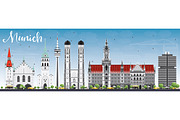 Munich Skyline with Gray Buildings