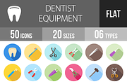 50 Dentist Flat Shadowed Icons