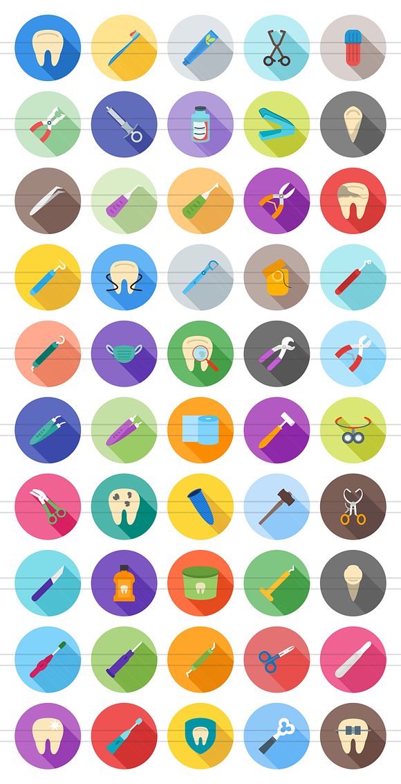 50 Dentist Flat Shadowed Icons in Icons - product preview 1