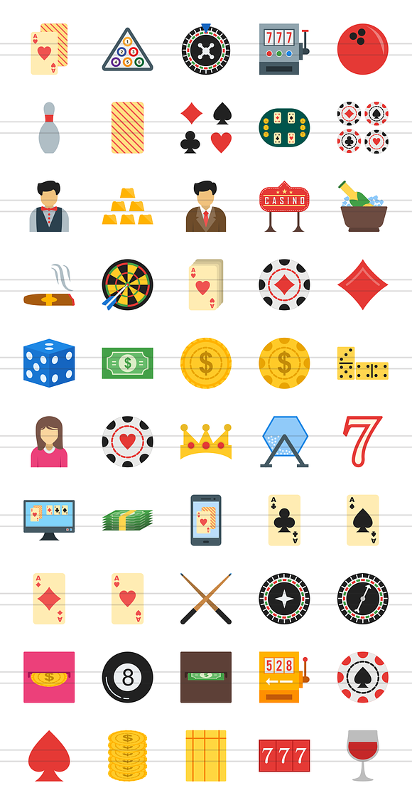 50 Casino Flat Multicolor Icons in Graphics - product preview 1