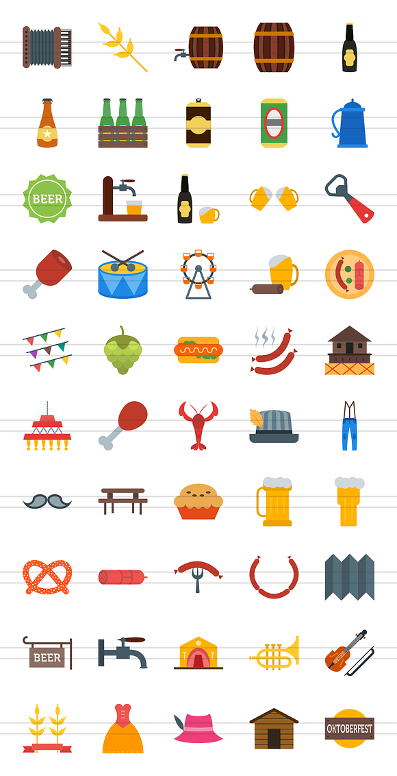 50 Oktoberfest Flat Multicolor Icons in Icons - product preview 1