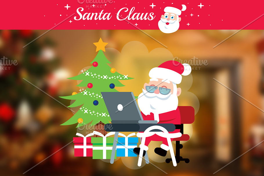 Santa Claus Mascot (12 cool poses) in Illustrations - product preview 8