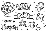 Set of 3d movie design elements.