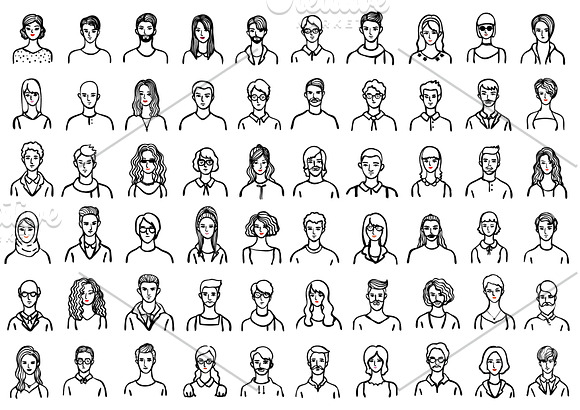 60 Hand drawn avatars in Avatar Icons - product preview 1