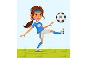 Little girl soccer play football