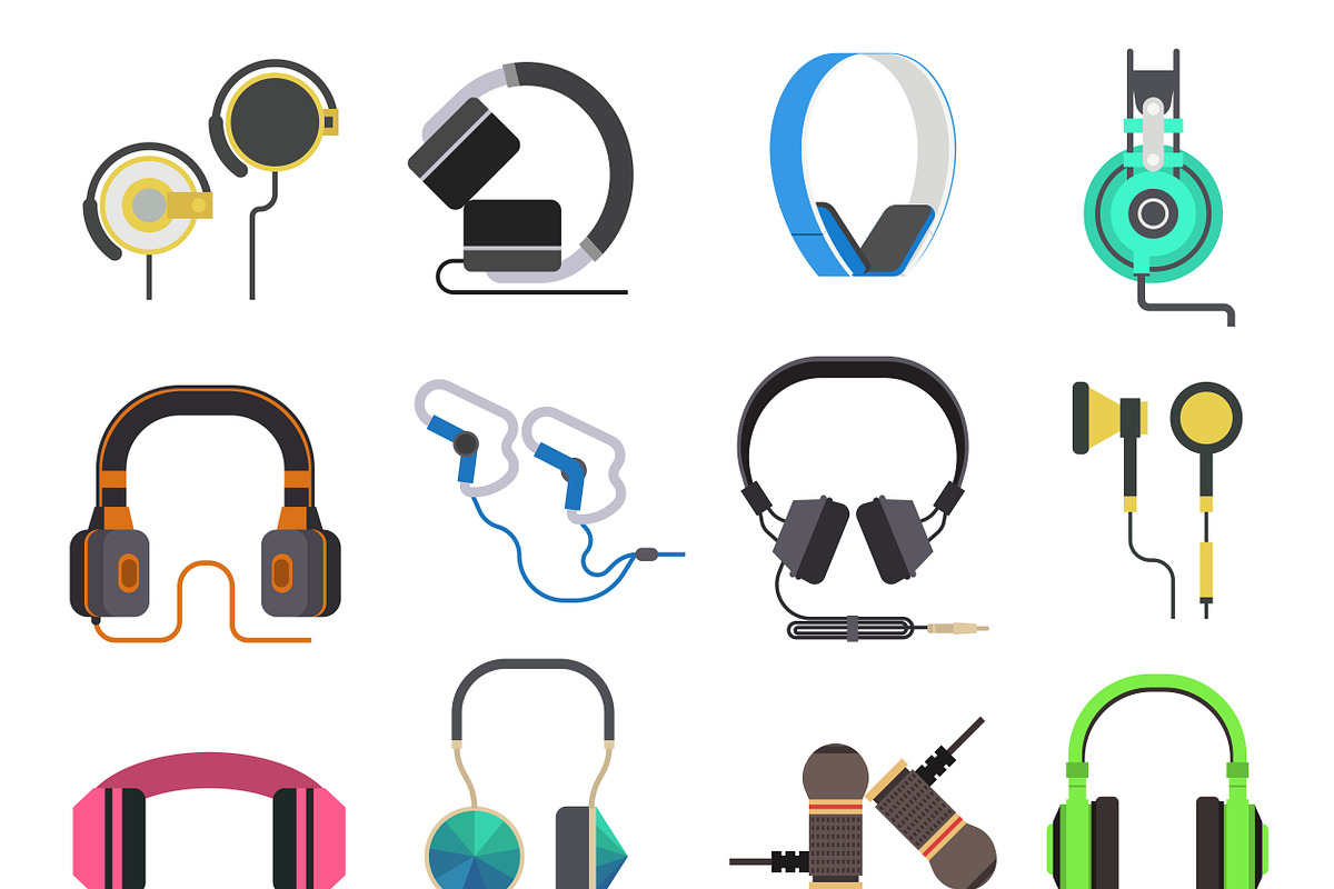 Headphones vector set in Illustrations - product preview 8