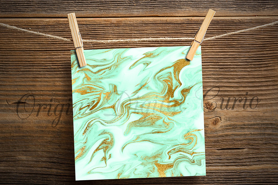 Mint and Gold Marble Textures