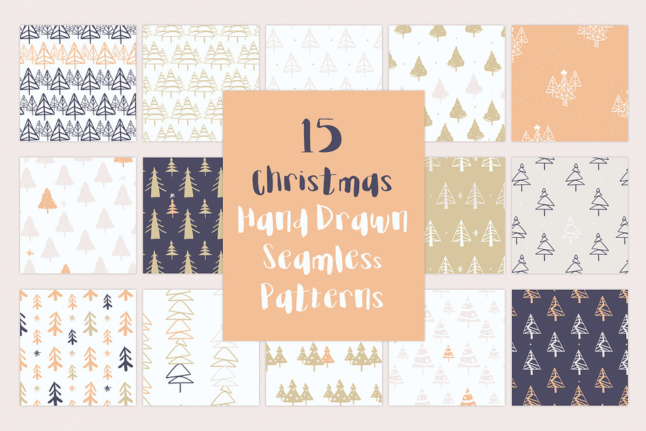 15 Christmas Hand Drawn Patterns in Patterns - product preview 8