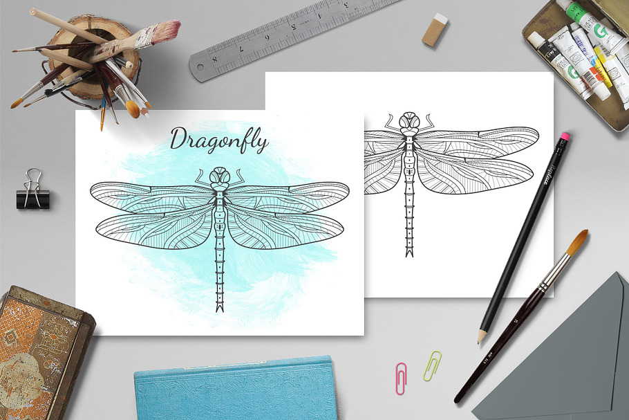 Sacred Dragonfly in Illustrations - product preview 8